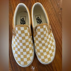Yellow white checkered boys vans